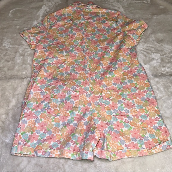 Storia Floral Denim Button Romper Size Medium - Picture 7 of 11